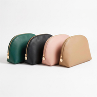 Cosmetic pouch color options 4K: emerald green, black, blush pink, tan